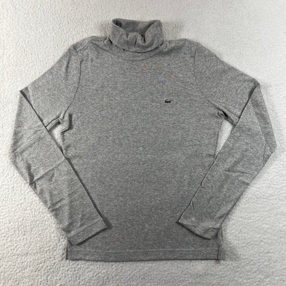 Lacoste Women's Gray Cotton Turtleneck Long Sleeve Top US Size M (EU/8) VTG NWT